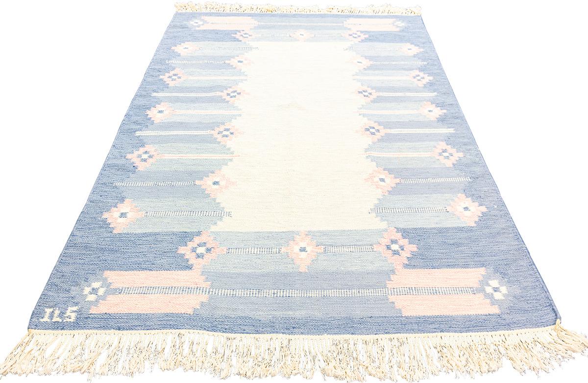 Scandinavian Modern Scandinavian Rug Rollakan Soft Muted Color Palette For Sale