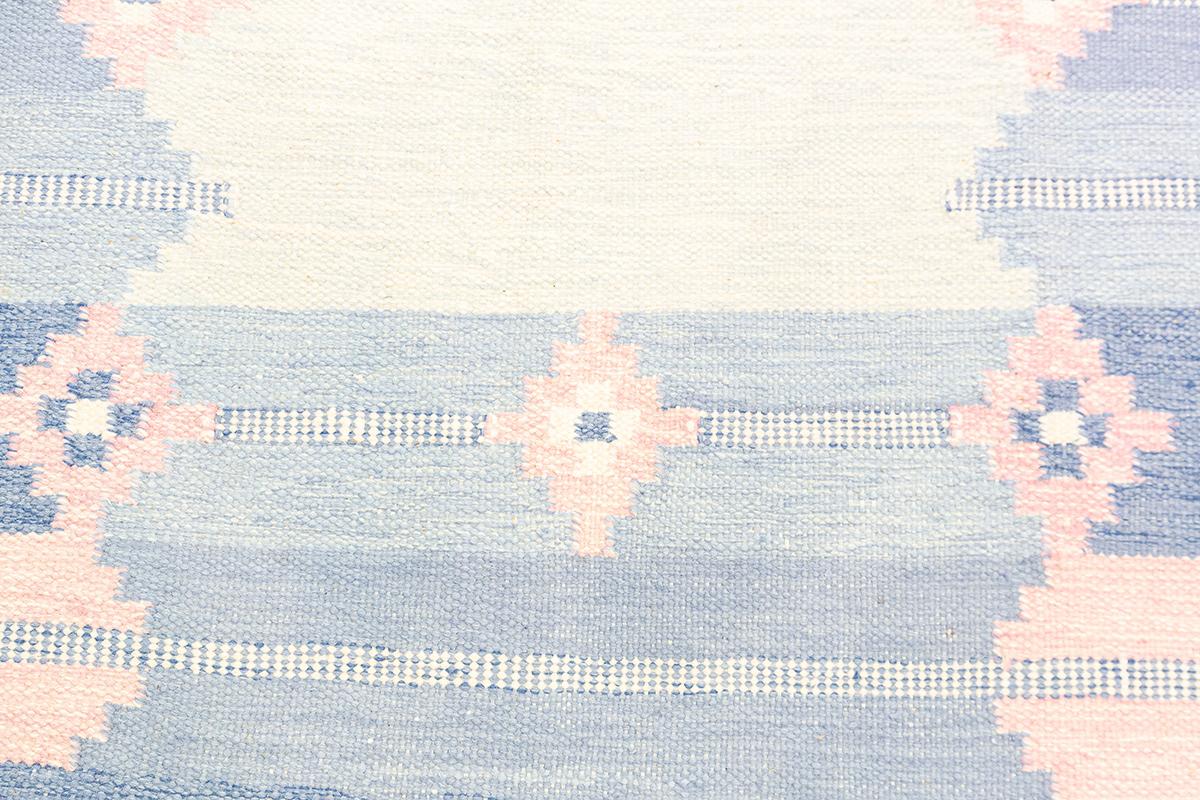 Wool Scandinavian Rug Rollakan Soft Muted Color Palette For Sale