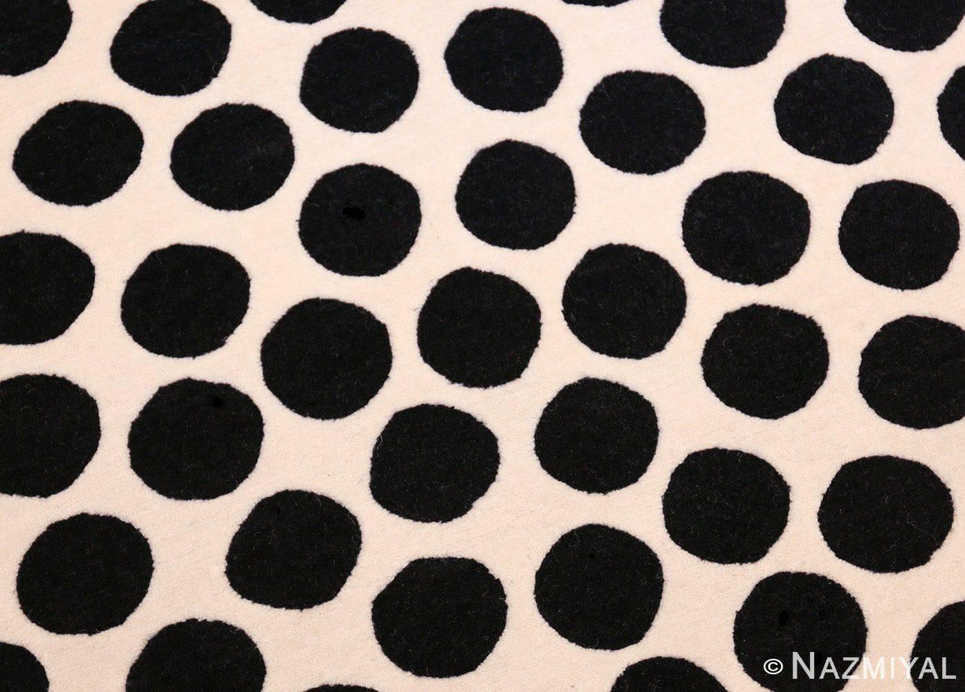 Vintage Scandinavian Round Verner Panton Black and White Polka Dot Rug In Excellent Condition In New York, NY