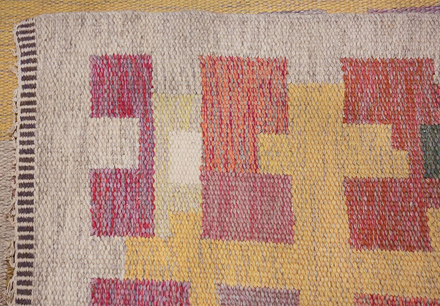 Hand-Woven Vintage Scandinavian Rug by Agda Osterberg