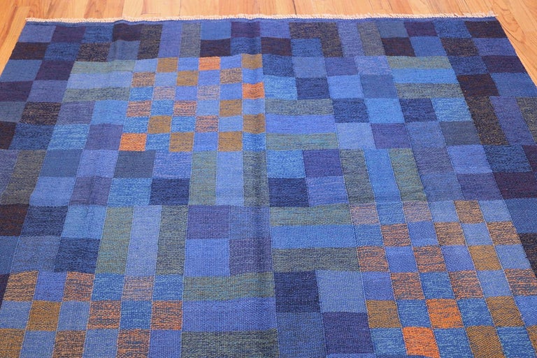 Wool Vintage Scandinavian Rug by Karin Jonsson. Size: 6 ft 7 in x 6 ft 7 in For Sale