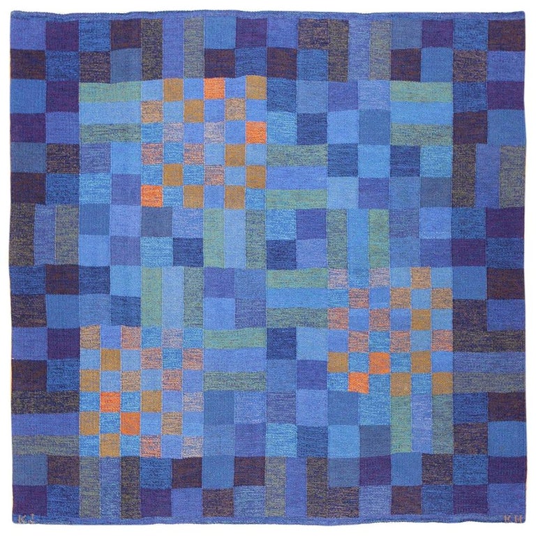 Vintage Scandinavian Rug by Karin Jonsson. Size: 6 ft 7 in x 6 ft 7 in For Sale