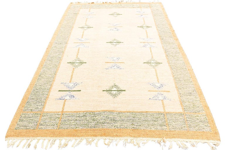 Vintage Scandinavian Rug Rollakan Swedish Signed Piece For Sale at 1stDibs