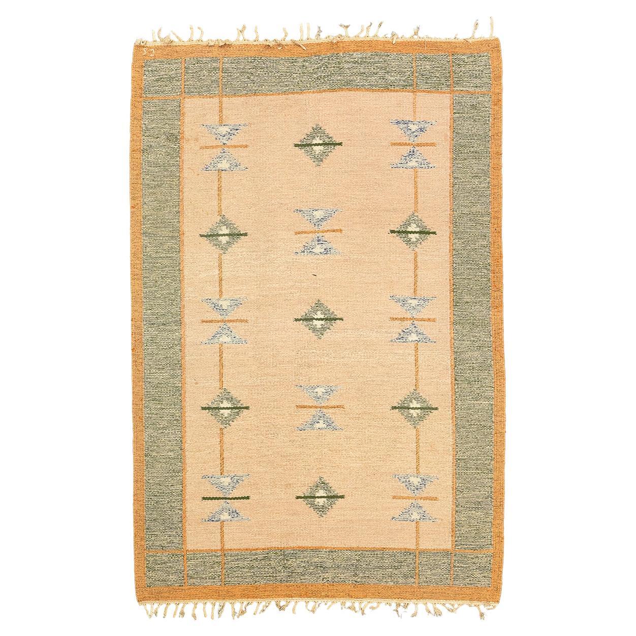 Vintage Scandinavian Rollakan Swedish Rug For Sale at 1stDibs