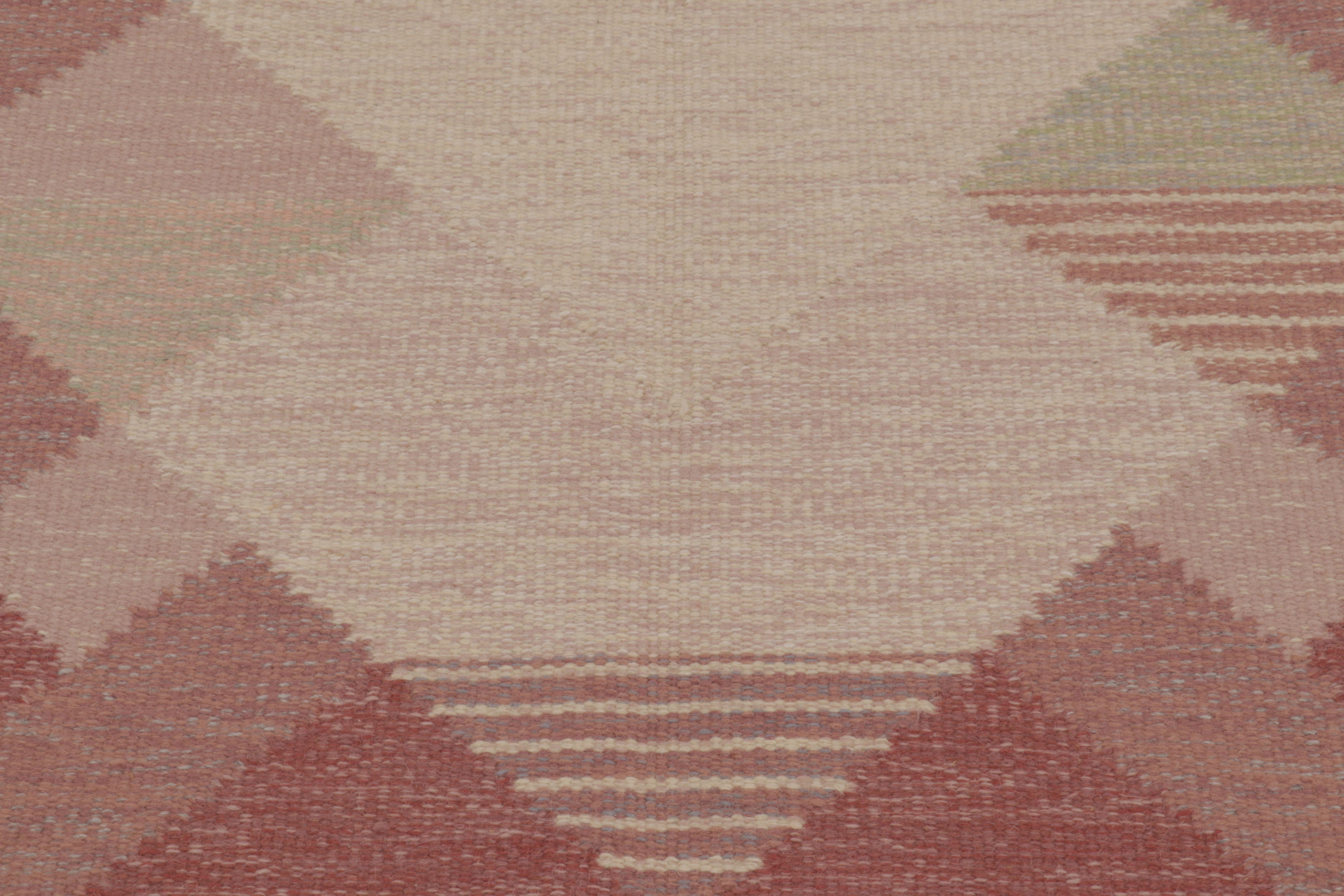 Skandinavischer Vintage-Teppich, schwedisches Flachgewebe mit roter Geometrie - Rug & Kilim (Skandinavische Moderne) im Angebot