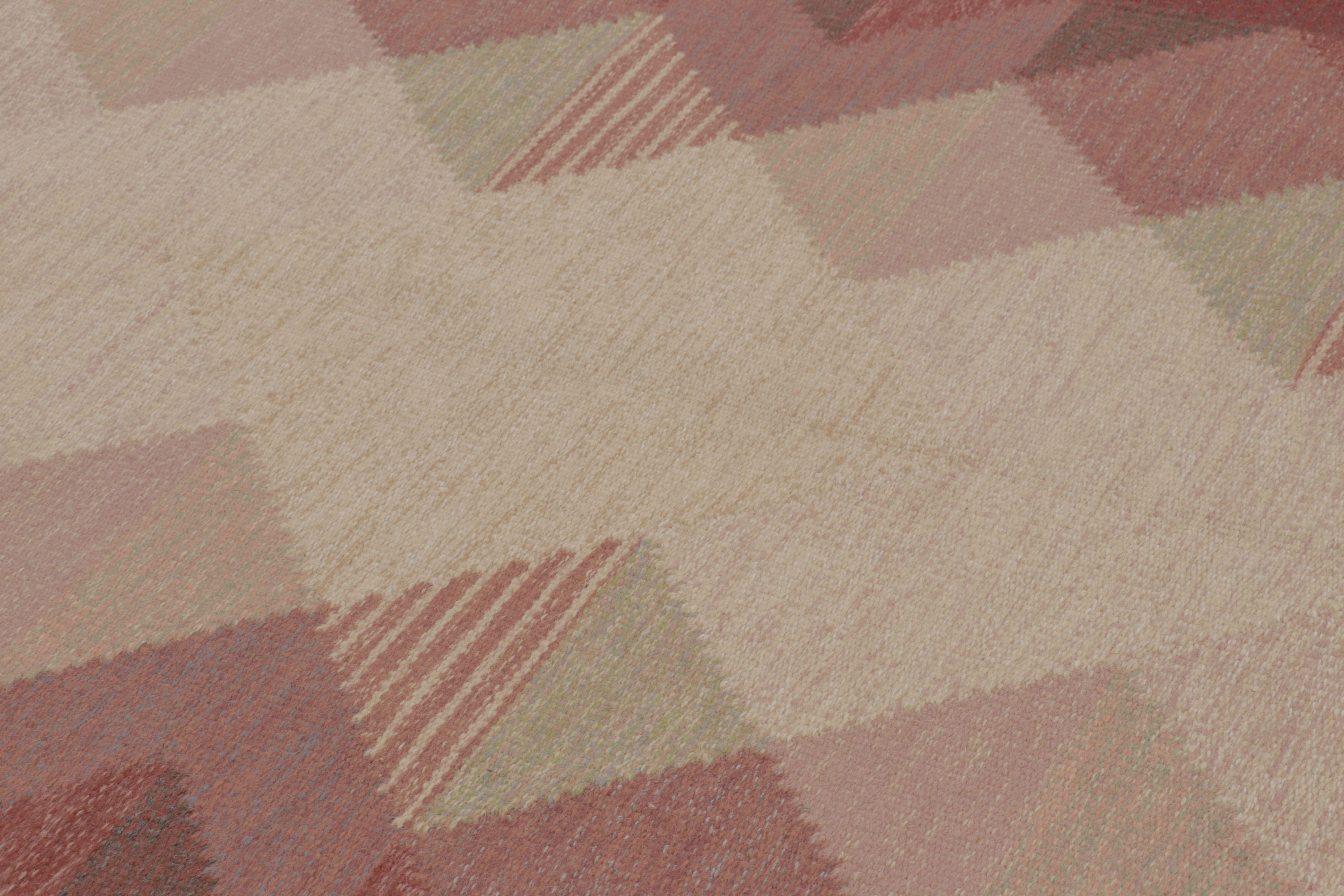 Skandinavischer Vintage-Teppich, schwedisches Flachgewebe mit roter Geometrie - Rug & Kilim (Schwedisch) im Angebot