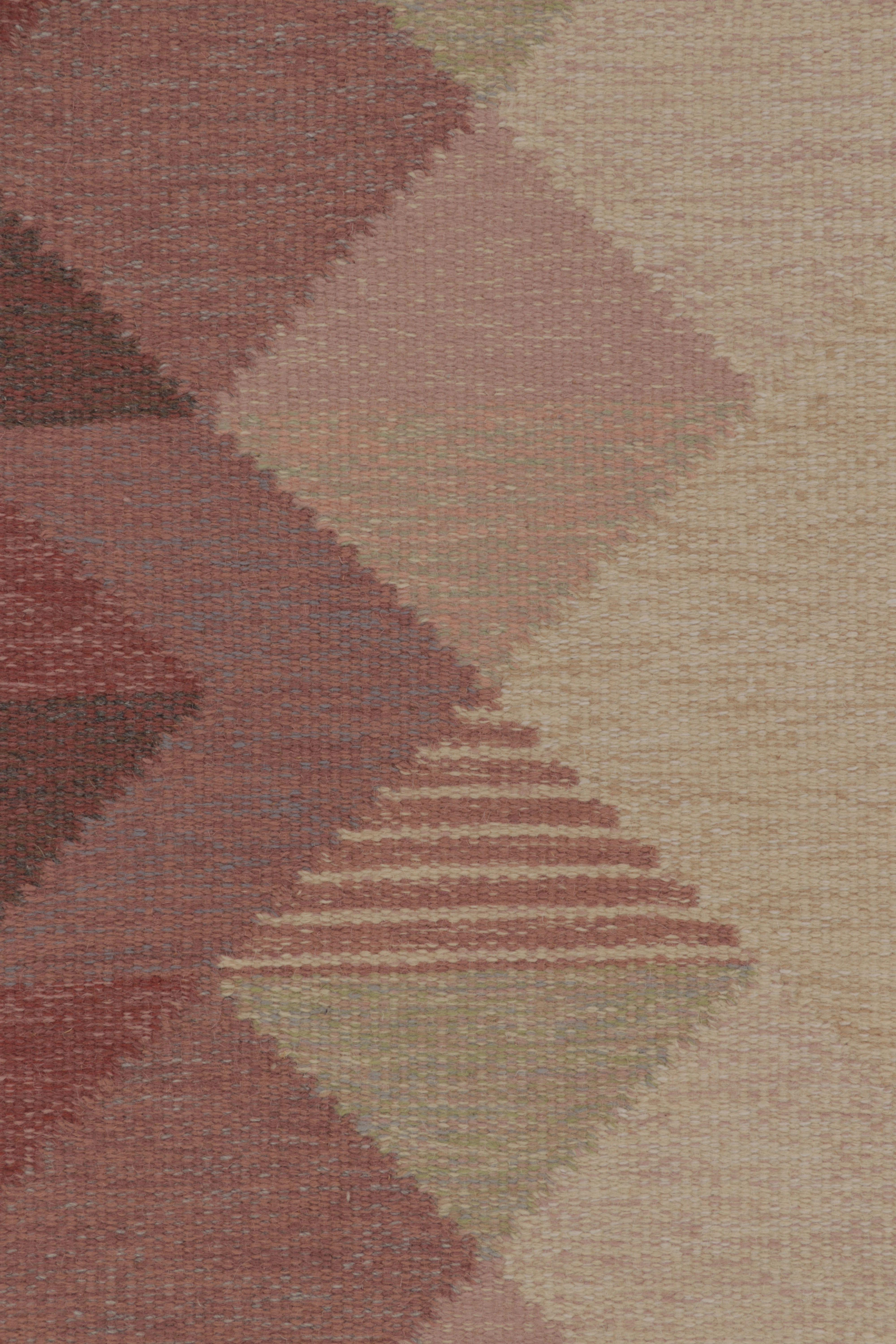 Skandinavischer Vintage-Teppich, schwedisches Flachgewebe mit roter Geometrie - Rug & Kilim (Handgeknüpft) im Angebot
