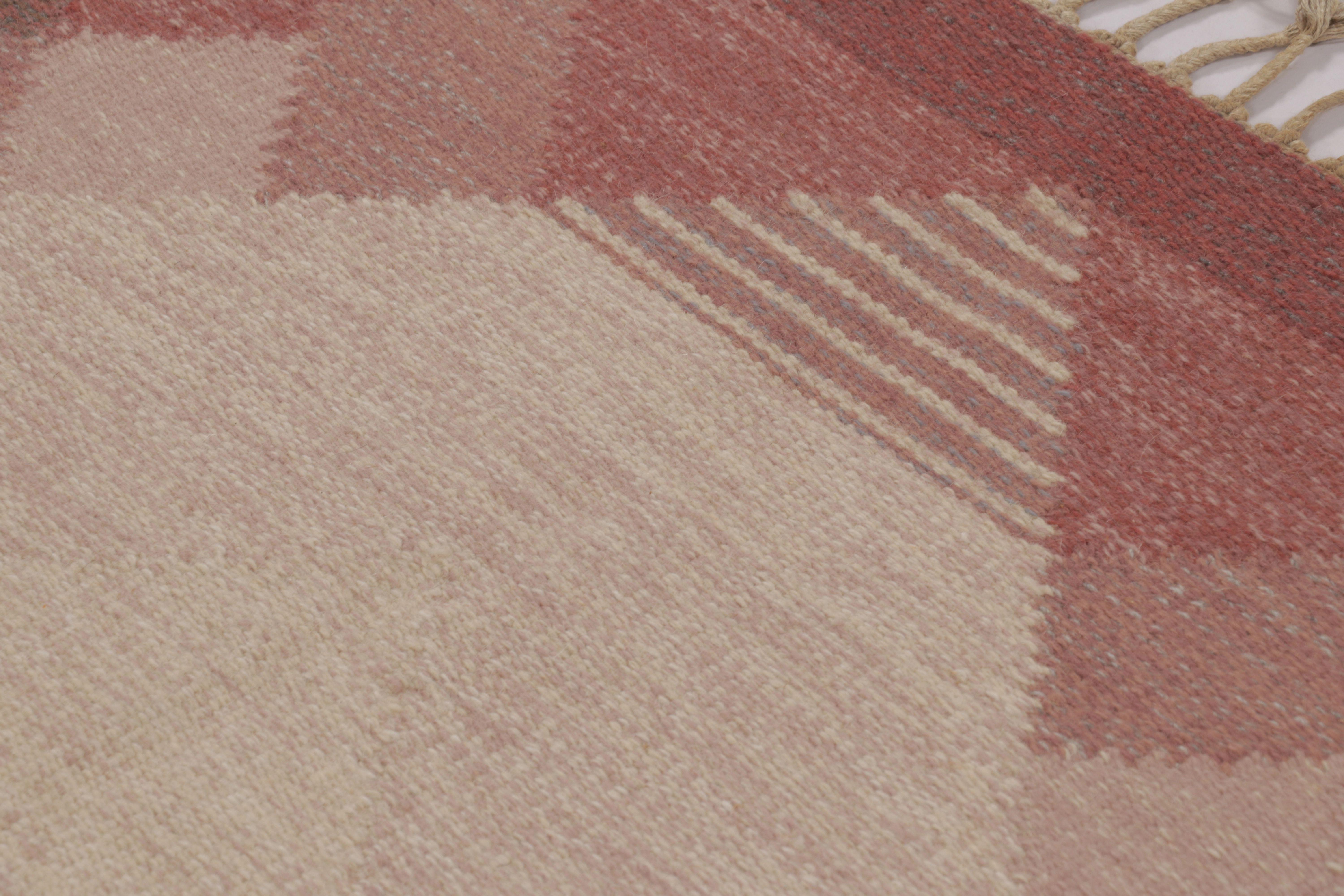 Skandinavischer Vintage-Teppich, schwedisches Flachgewebe mit roter Geometrie - Rug & Kilim (Mitte des 20. Jahrhunderts) im Angebot