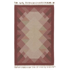 Vintage Scandinavian Rug, Swedish Flatweave with Red Geometry - Rug & Kilim