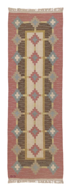 Skandinavischer Vintage-Läufer mit von Sverker Greuholm inspiriertem Design - Rug & Kilim