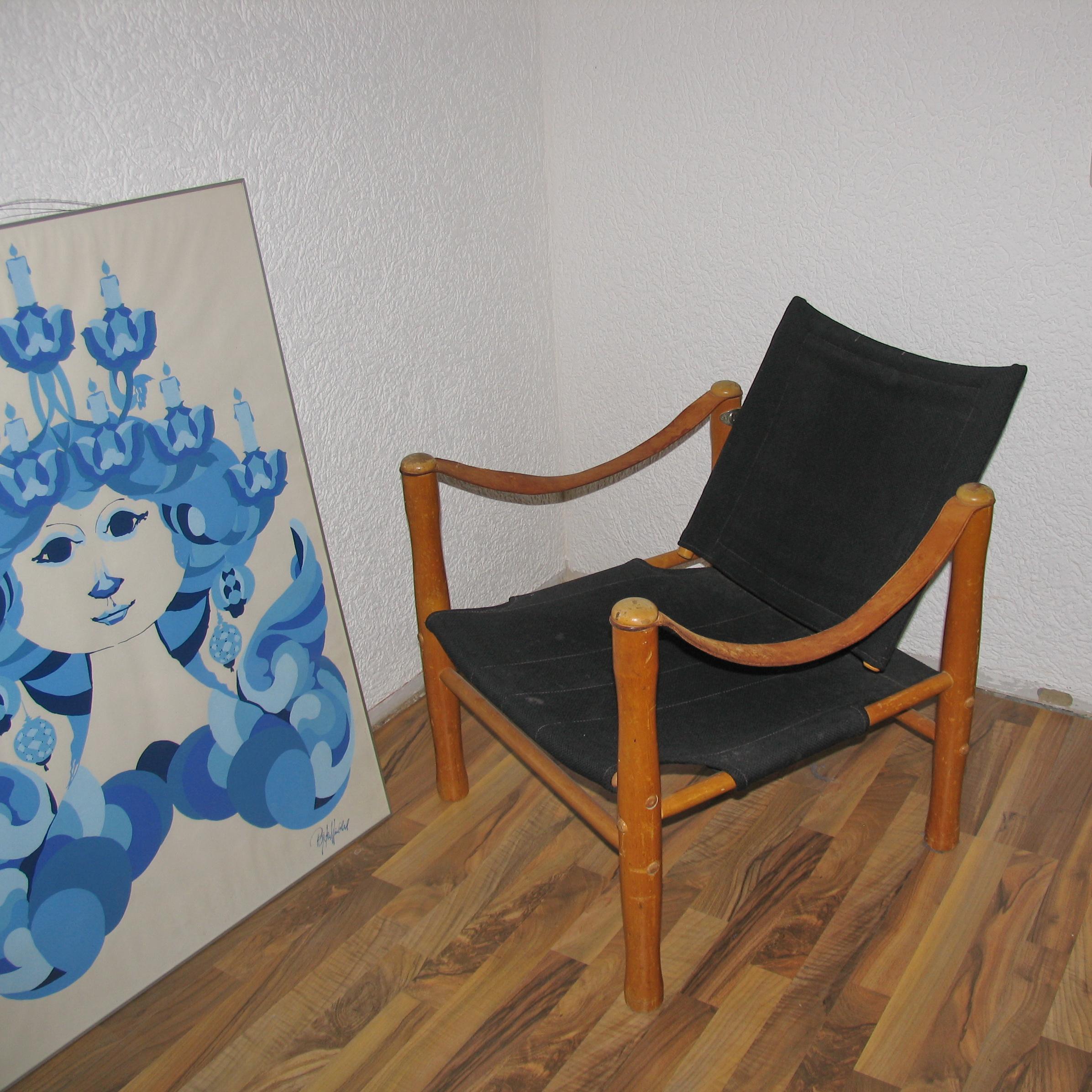 Mid-Century Modern Vintage Scandinavian Safari Chair For Sale