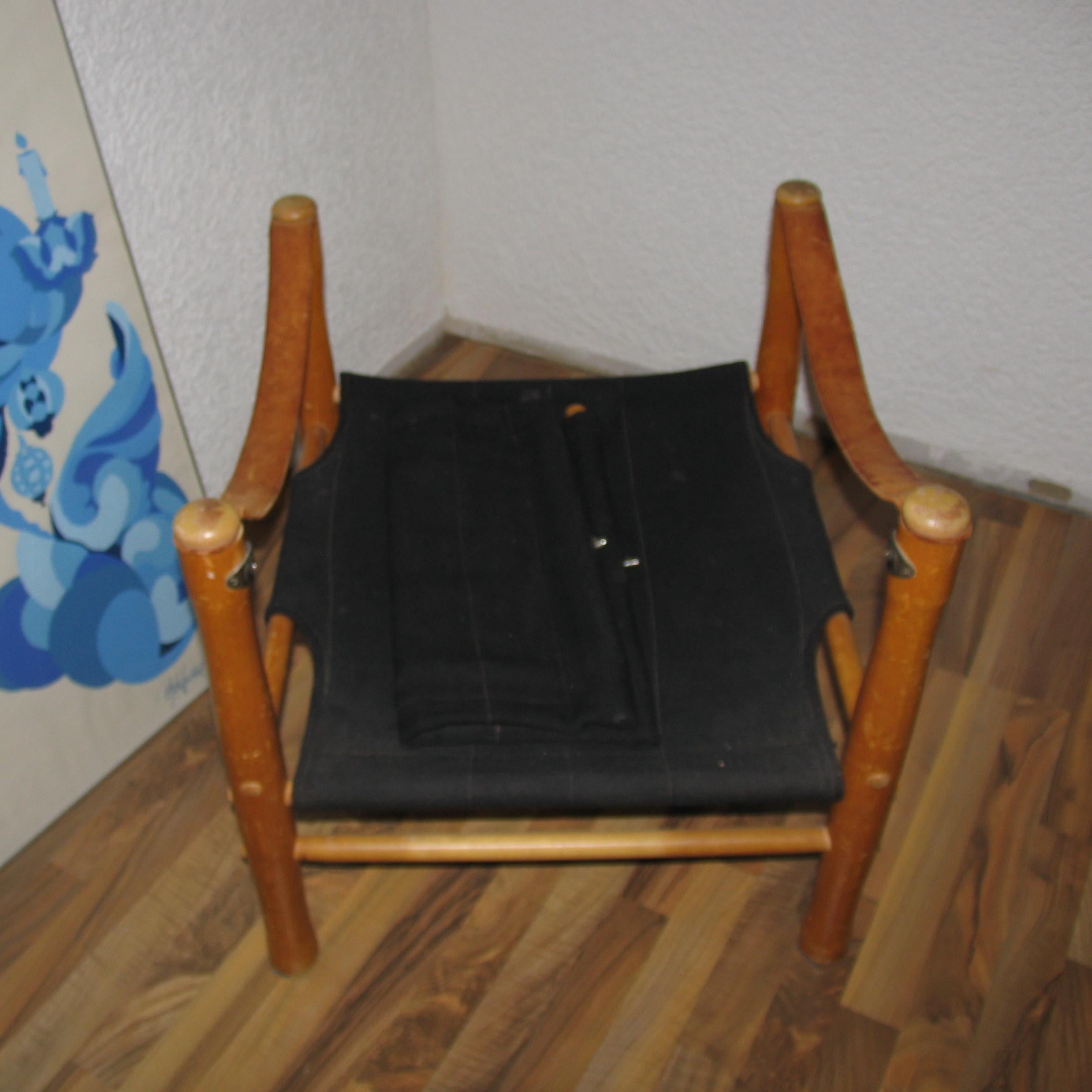 Vintage Scandinavian Safari Chair In Good Condition For Sale In Bochum, NRW