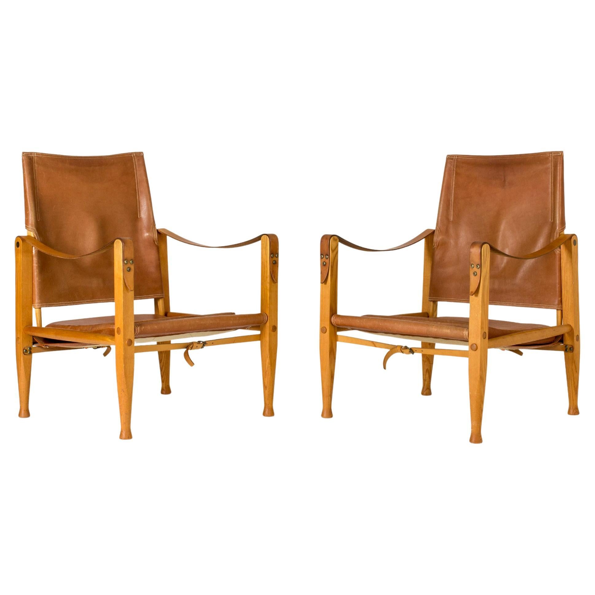 Vintage Scandinavian "Safari" Lounge Chairs by Kaare Klint, Denmark, 1960s For Sale