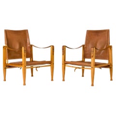 Vintage Scandinavian "Safari" Lounge Chairs by Kaare Klint, Denmark, 1960s