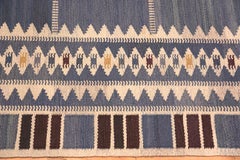 Vintage Scandinavian Salerno Blue Marta Maas Rug. Size: 9 ft 3 in x 14 ft
