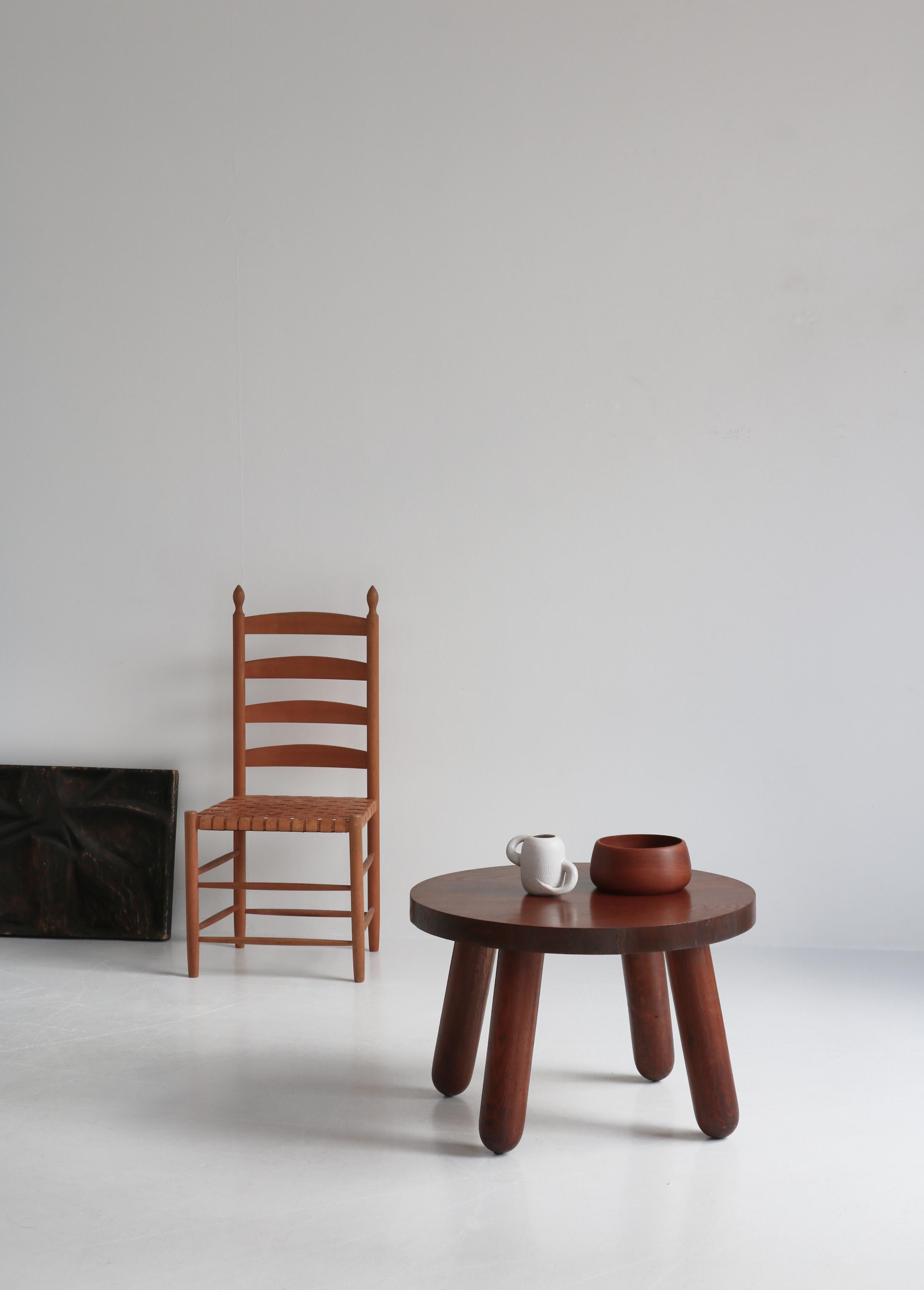 Vintage Scandinavian Shaker Chair in Beech and Leather Seat, Denmark, 1960s For Sale 9
