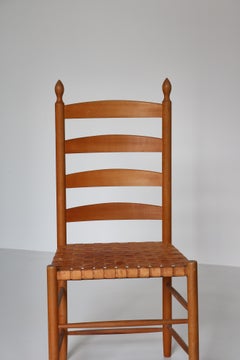 Vintage Scandinavian Shaker Chair in Beech and Leather Seat, Denmark, 1960s