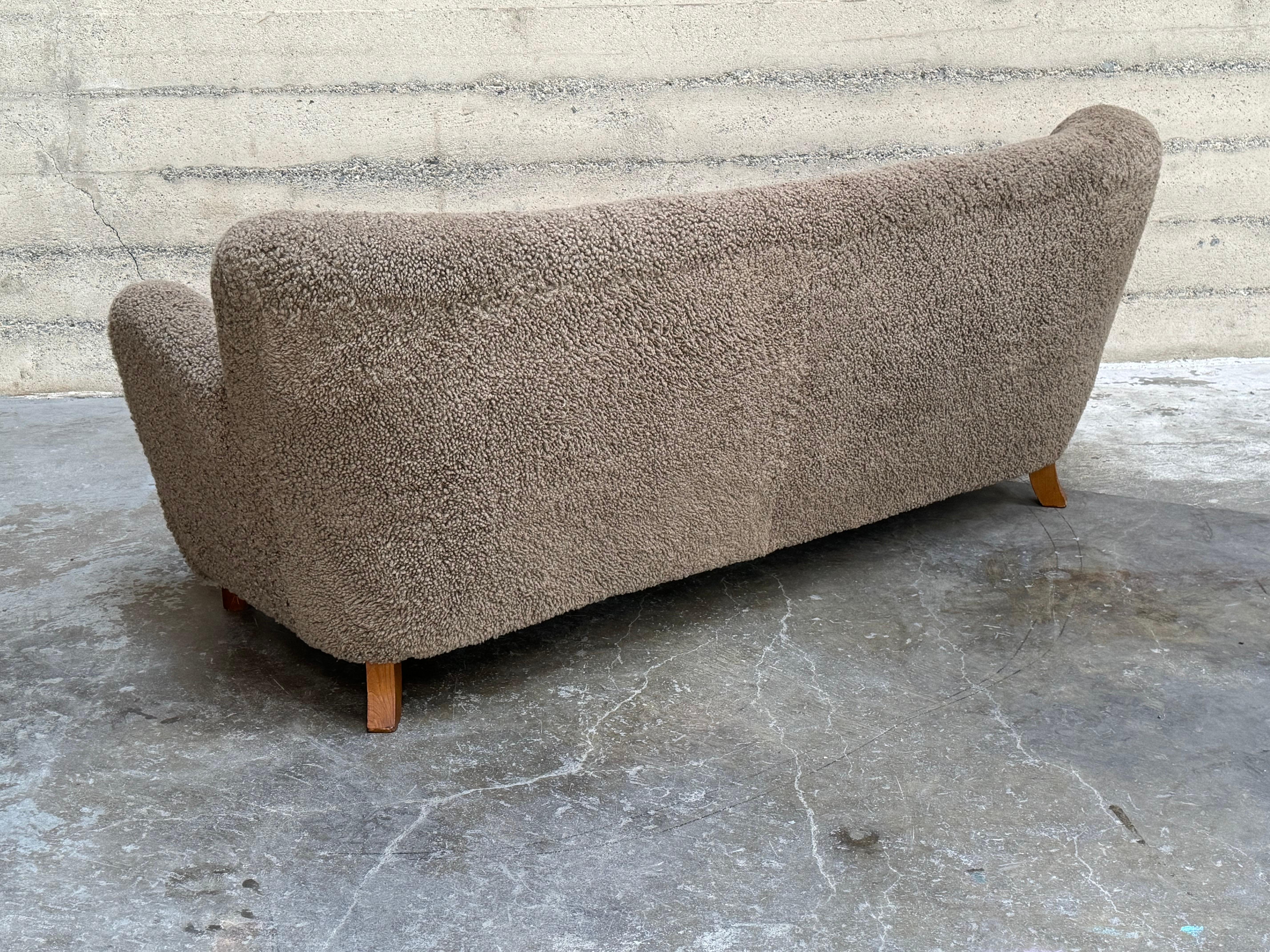 Danish Vintage Scandinavian Sheepskin Sofa Circa 1930s to 1940s
