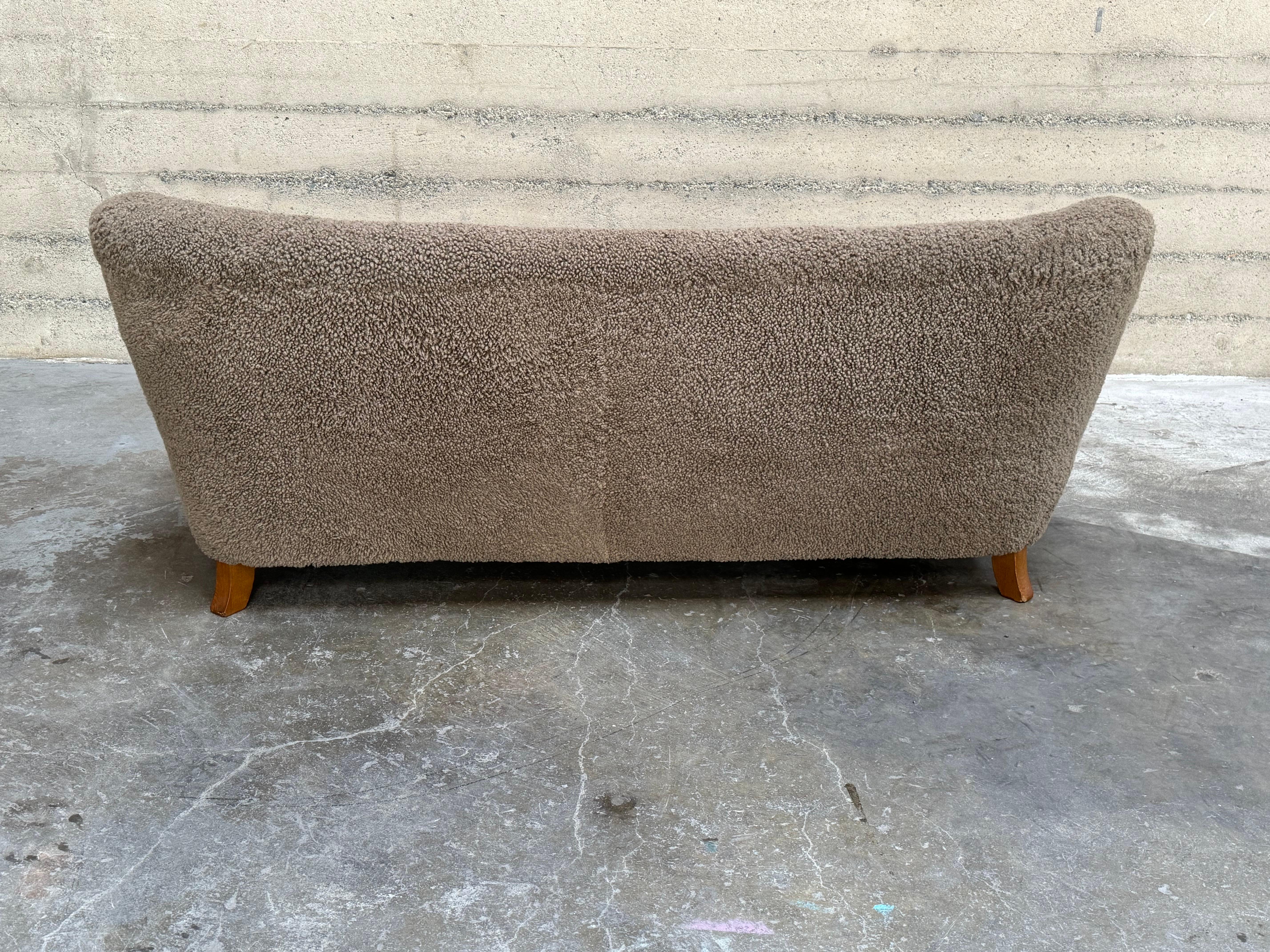 Vintage Scandinavian Sheepskin Sofa Circa 1930s to 1940s In Good Condition In Oakland, CA