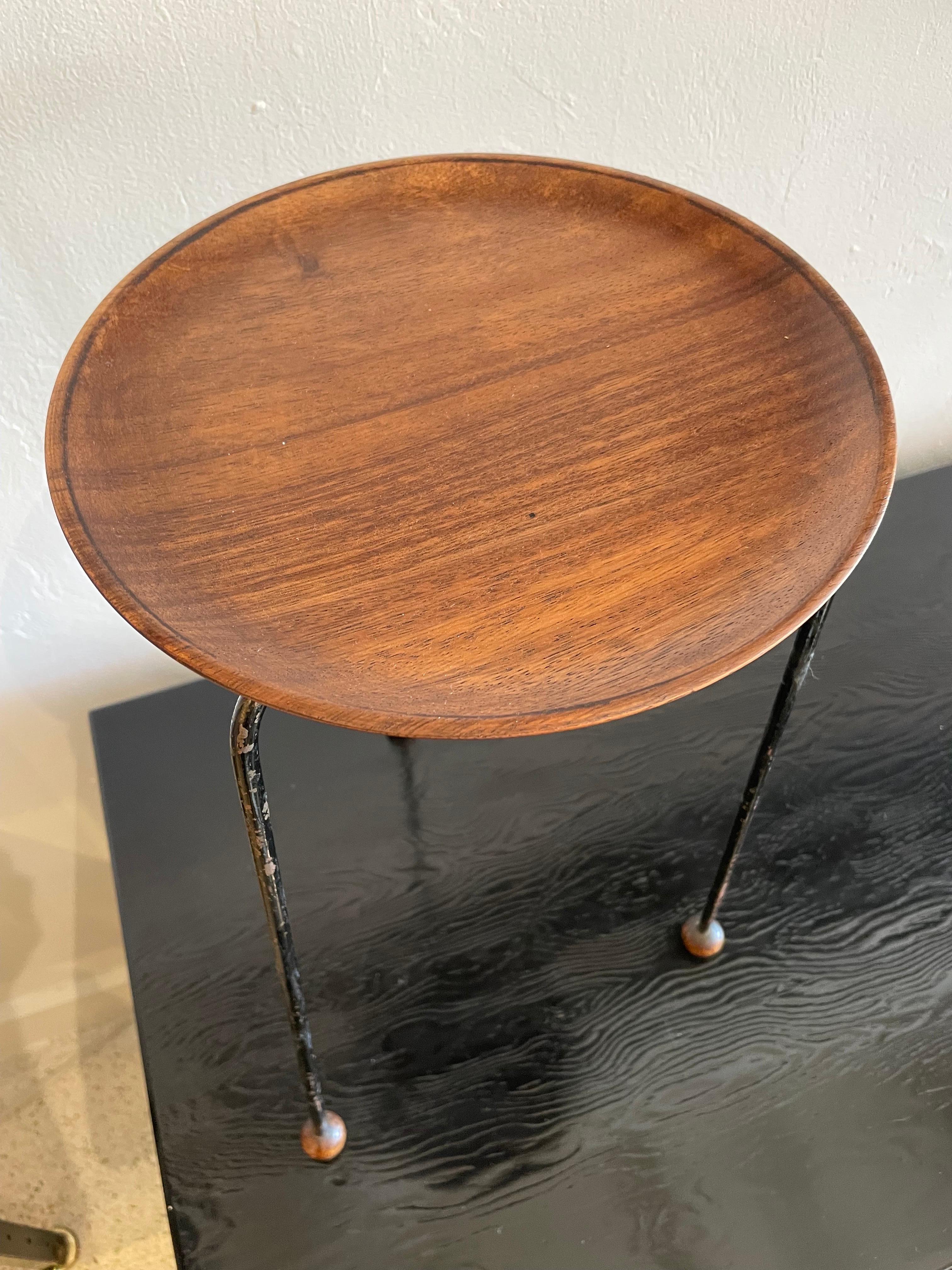 Scandinavian Modern Vintage Scandinavian Side Table in Teak and Metal