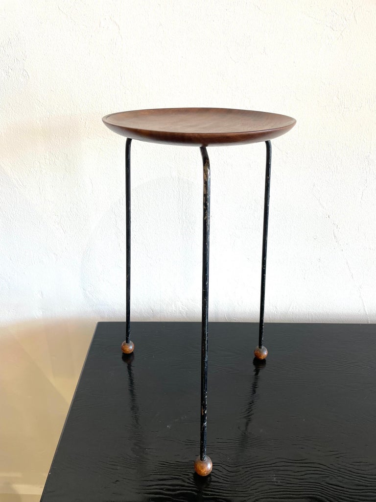 Vintage Scandinavian Side Table in Teak and Metal For Sale at 1stDibs