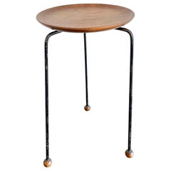 Vintage Scandinavian Side Table in Teak and Metal