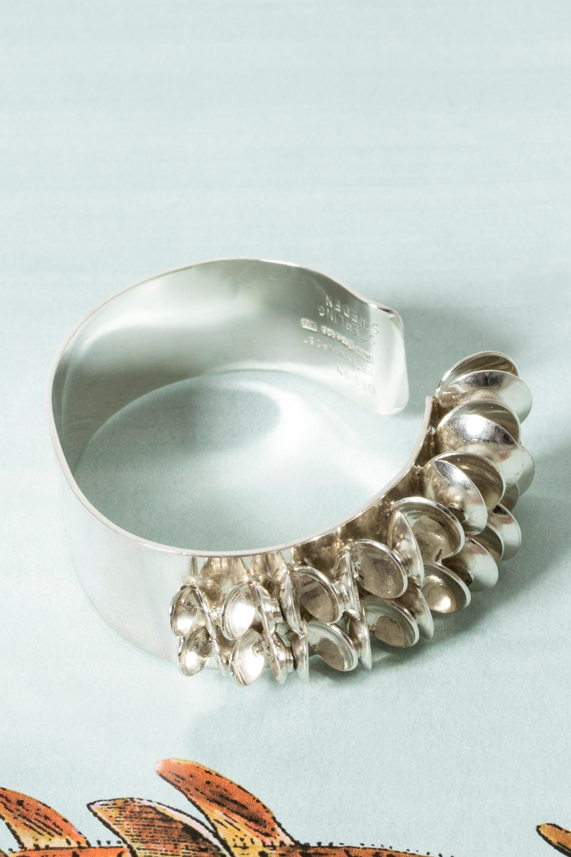 Beautiful silver bracelet by Peter von Post with a decor of clustered shells. A rare, unique design, exquisitely made.