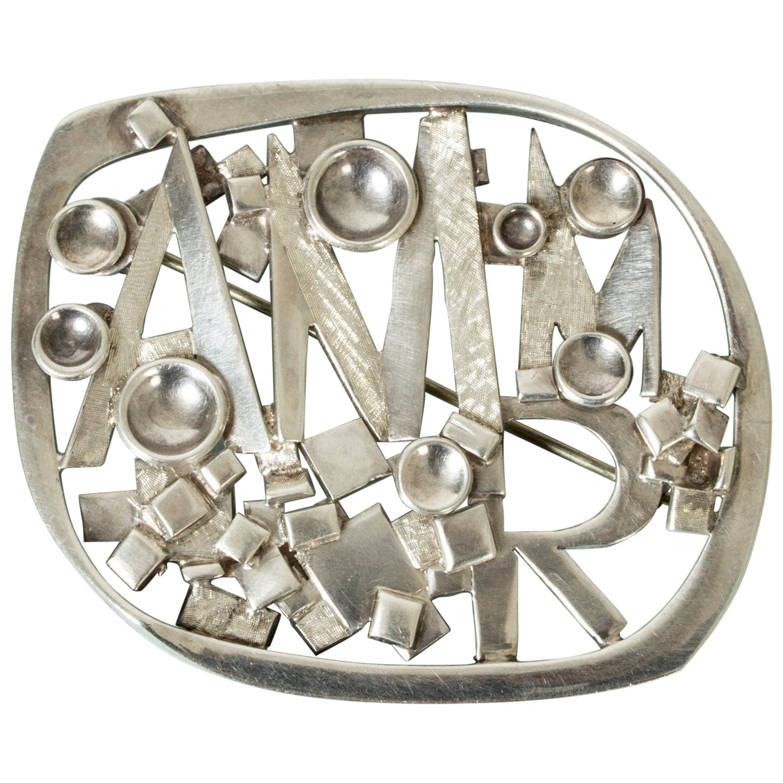 Broche scandinave vintage en argent, Claës Giertta, Suède, 1968