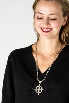 Vintage Scandinavian silver pendant and chain by Cecilia Johansson, 1958 + 1976