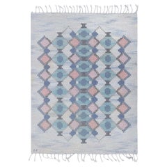 Vintage Scandinavian Slate Gray Flatweave Rug By Judith Johansson