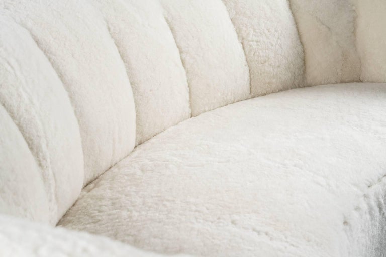 Vintage Scandinavian Sofa with Shearling Upholstery at 1stDibs