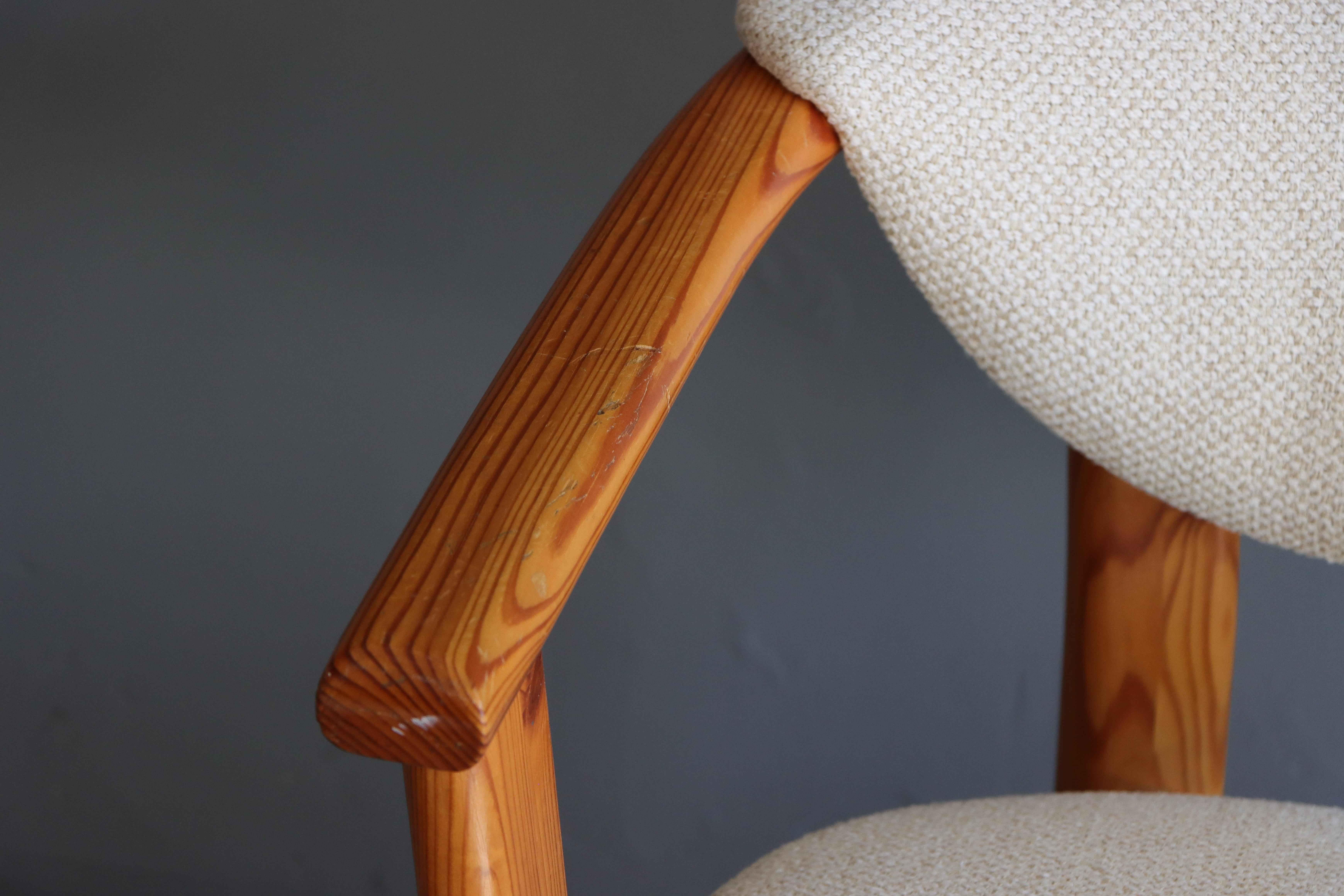 Vintage Scandinavian Solid Pine Arm Dining Chairs For Sale 3