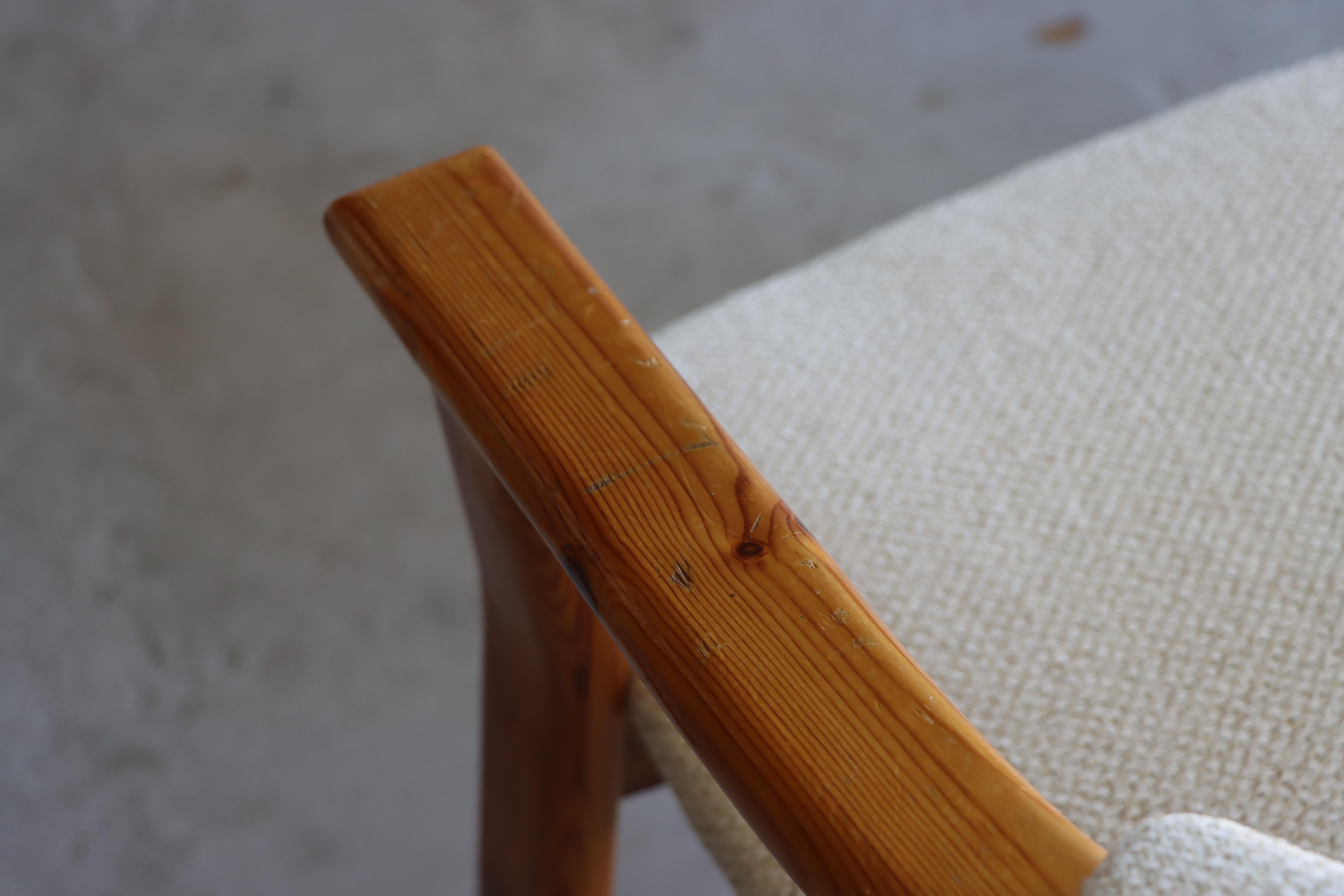 Vintage Scandinavian Solid Pine Arm Dining Chairs For Sale 4