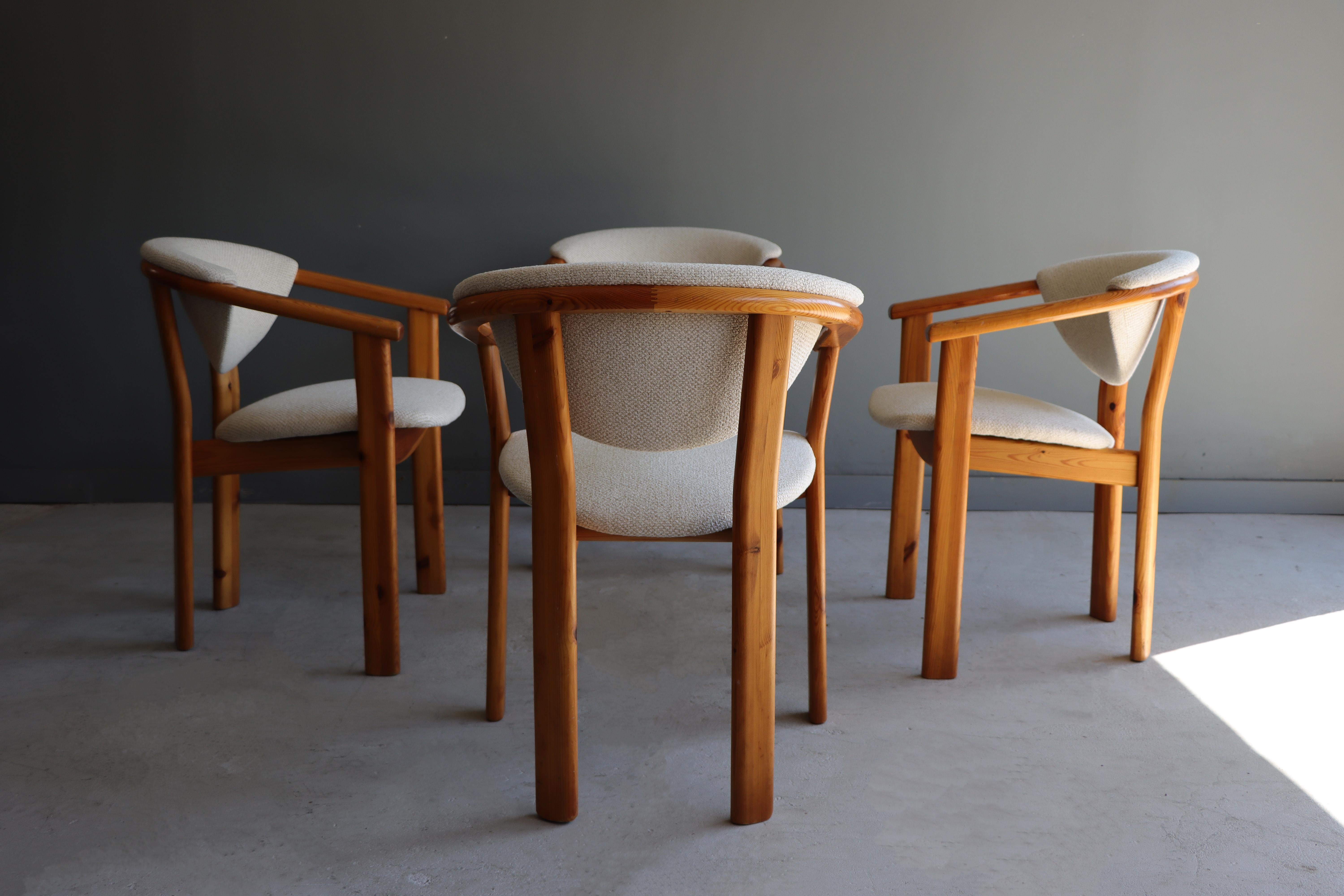 Danish Vintage Scandinavian Solid Pine Arm Dining Chairs For Sale