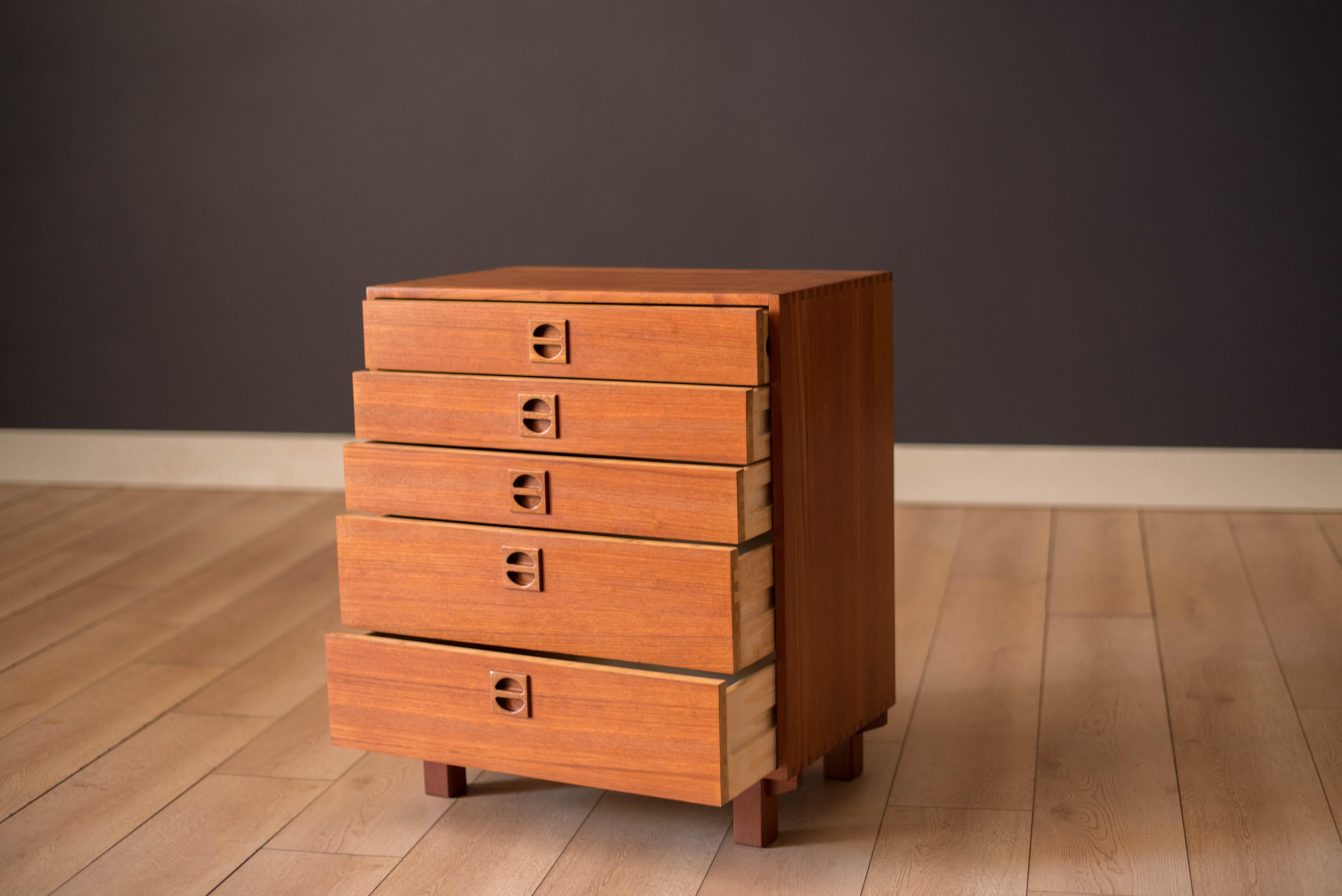 Scandinavian Modern Vintage Scandinavian Solid Teak Dresser Chest of Drawers