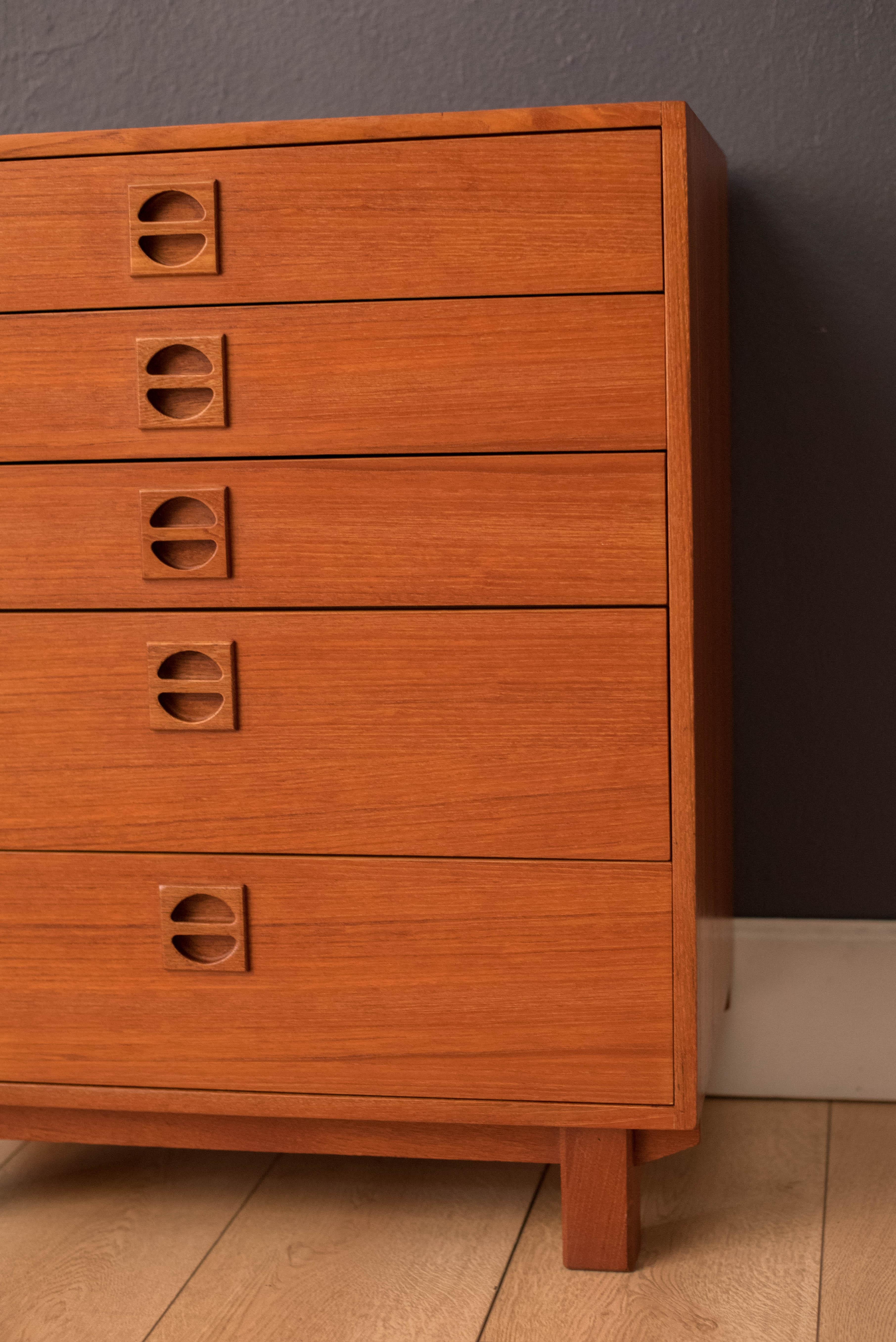 Laminate Vintage Scandinavian Solid Teak Dresser Chest of Drawers