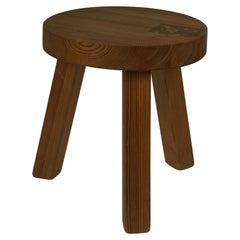 Vintage Scandinavian Solid Wooden Stool, 1980s