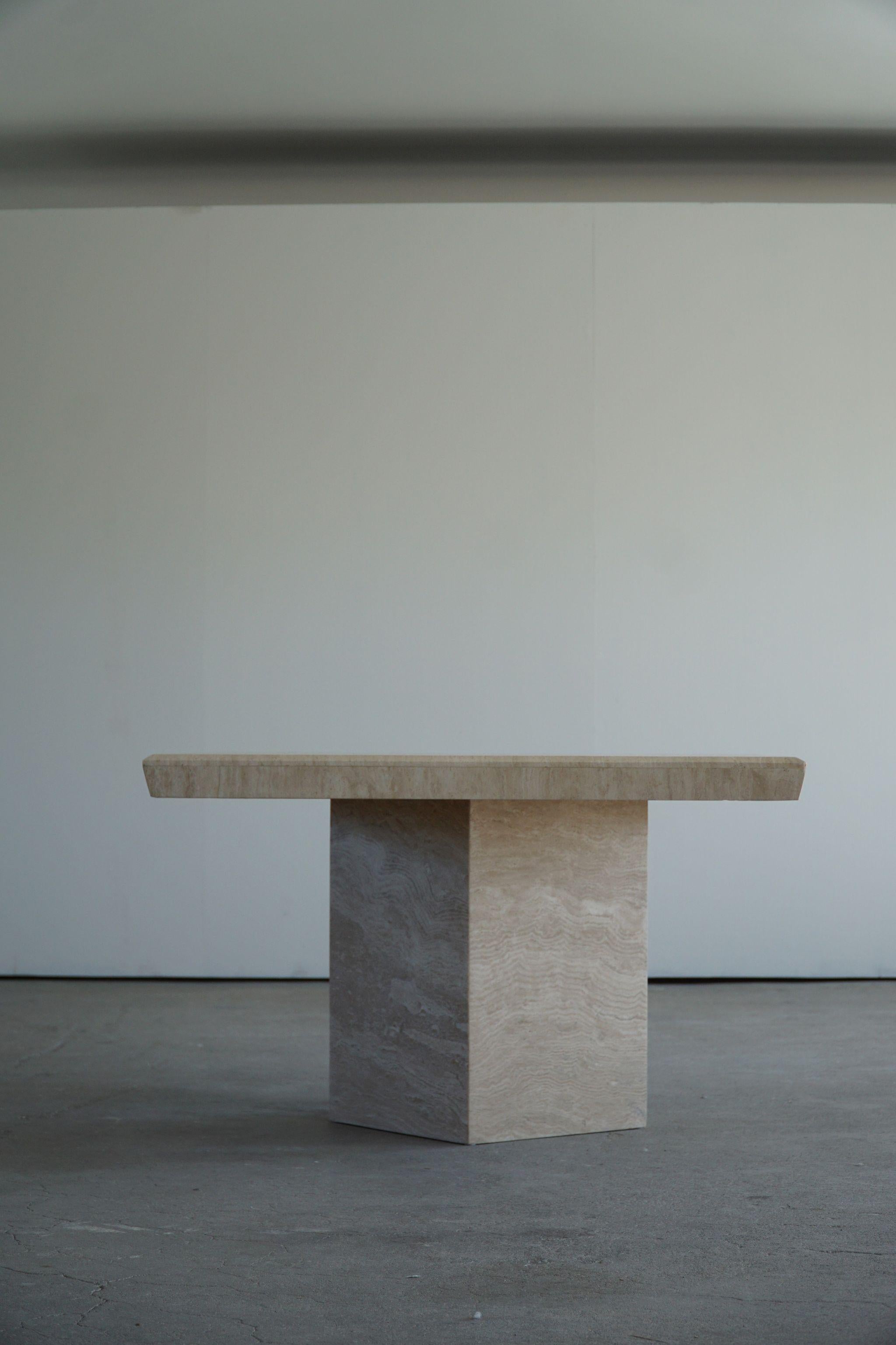 Vintage Scandinavian Square Dining Table in White Marble, 1980s For Sale 6