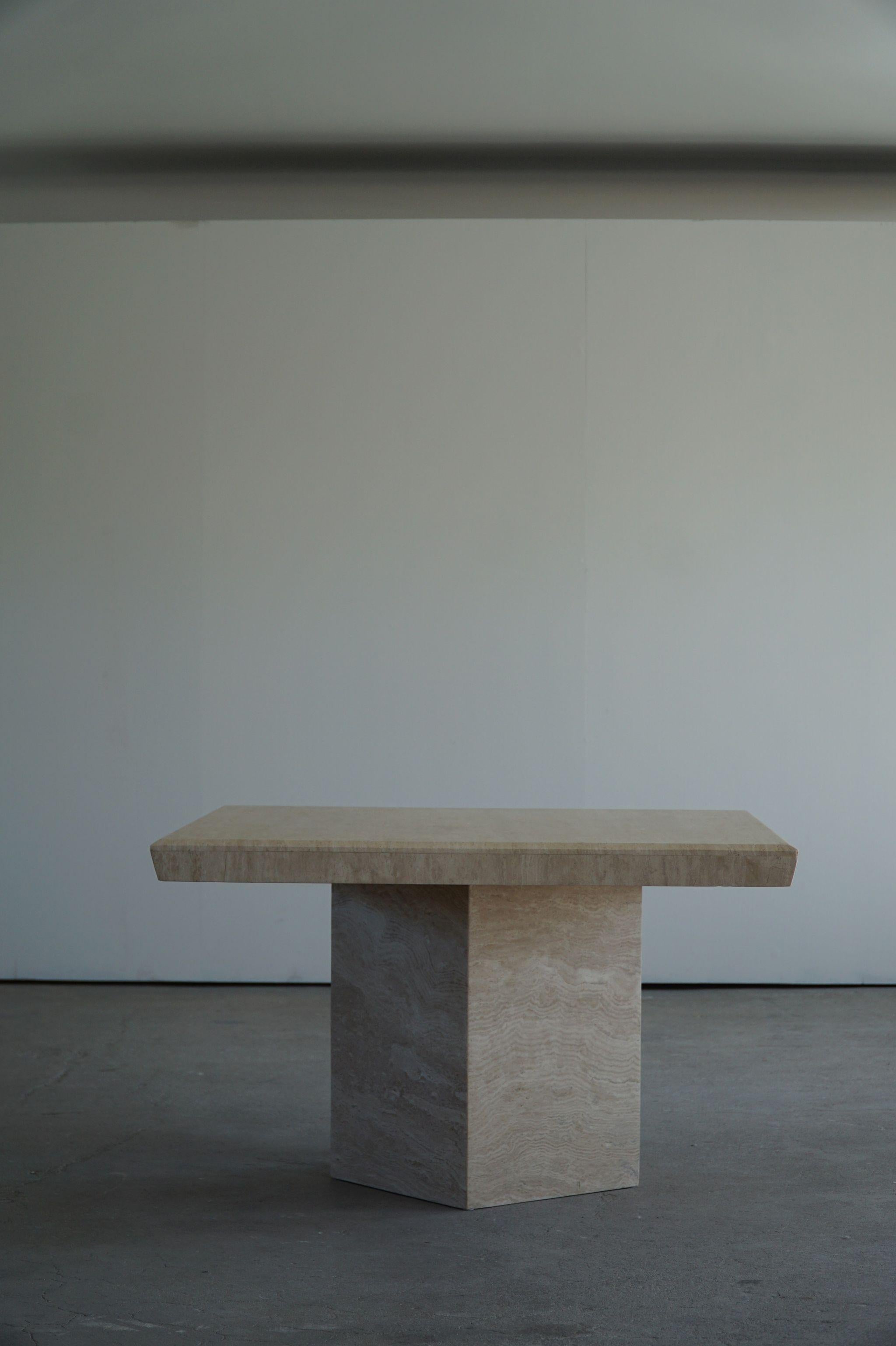 Vintage Scandinavian Square Dining Table in White Marble, 1980s For Sale 7