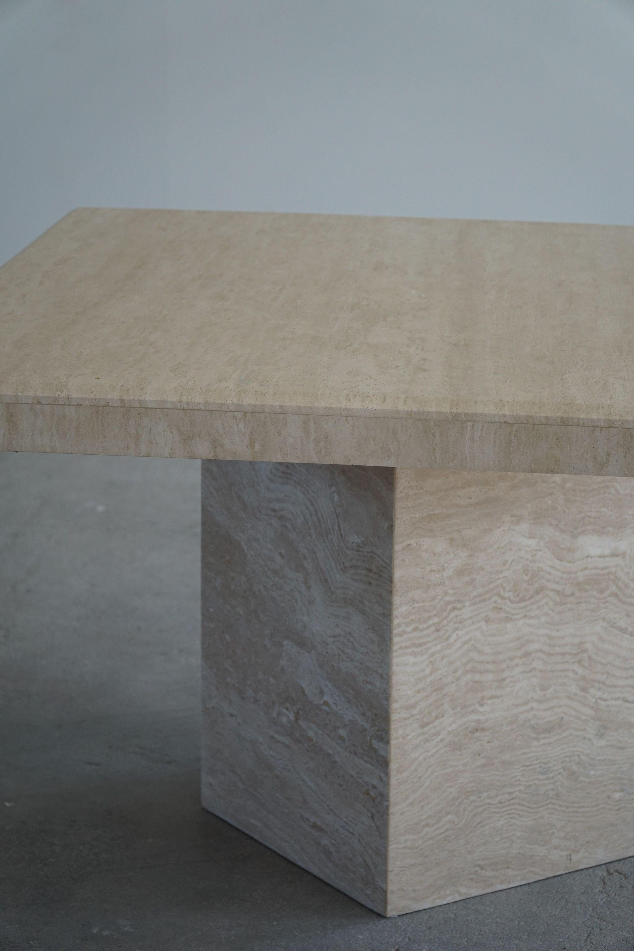 Vintage Scandinavian Square Dining Table in White Marble, 1980s In Good Condition For Sale In Odense, DK