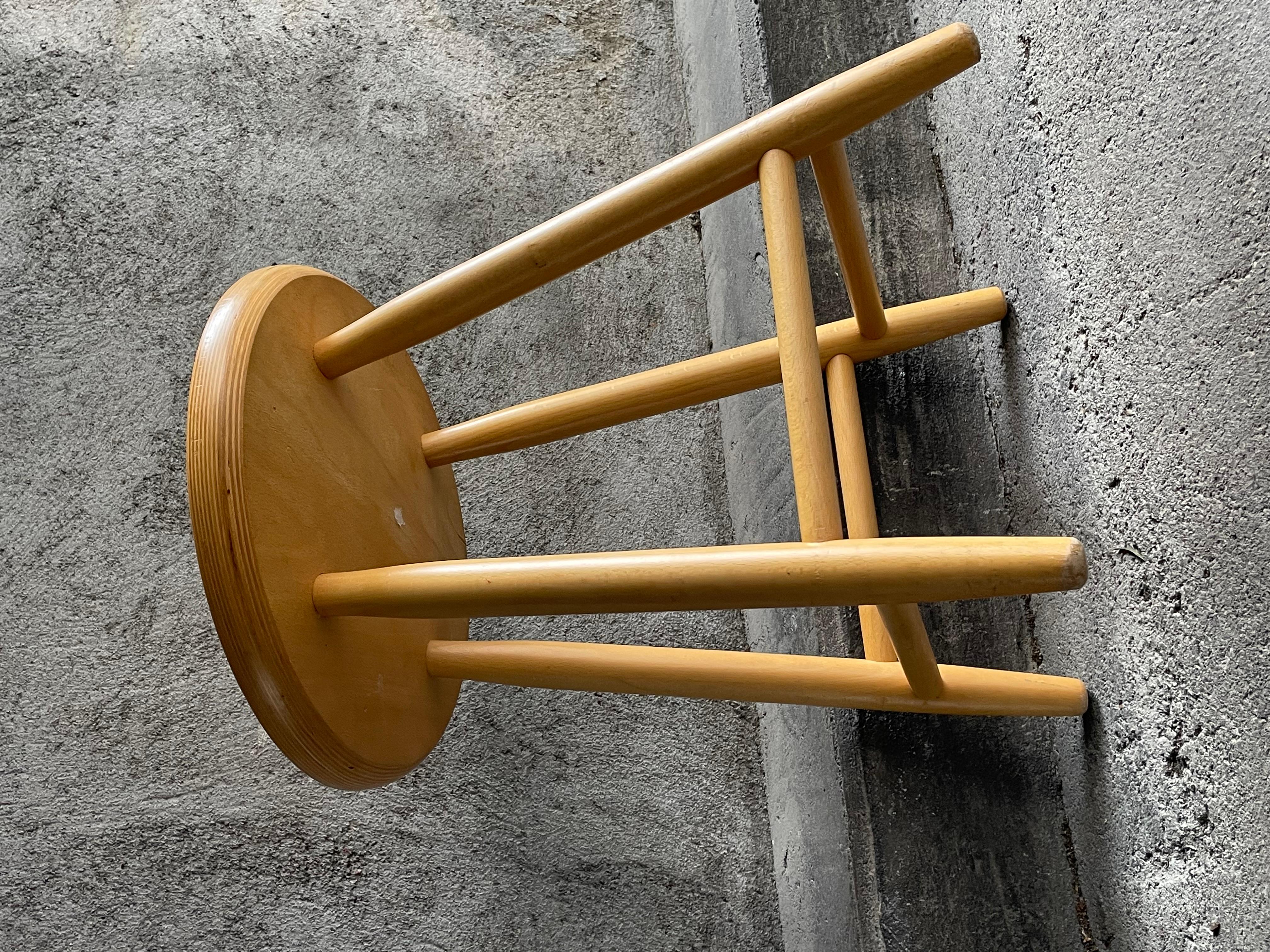 Beech Vintage Scandinavian stool, 1960s