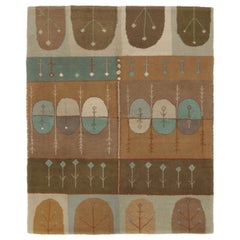 Vintage Scandinavian Folk Art a trama piatta con geometria lineare - Rug & Kilim