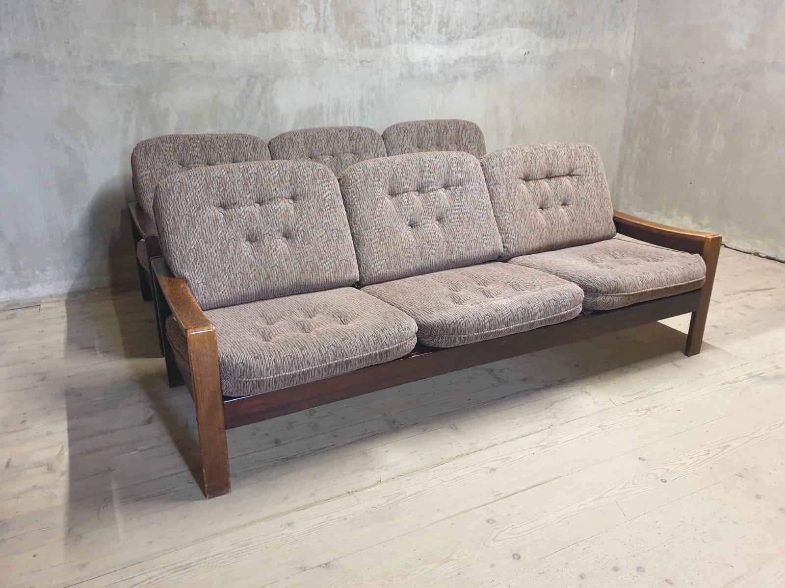 Vintage Scandinavian style three seater lounge sofa, 1980´s, set of 2 For Sale 7