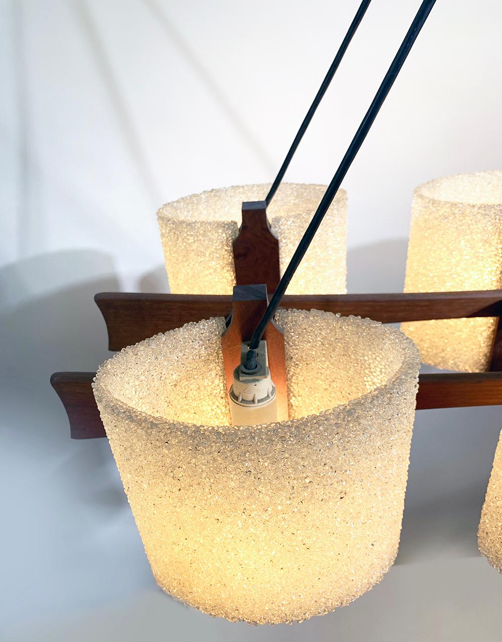 French Vintage Scandinavian Suspension in Teak and Perspex 1960s For Sale