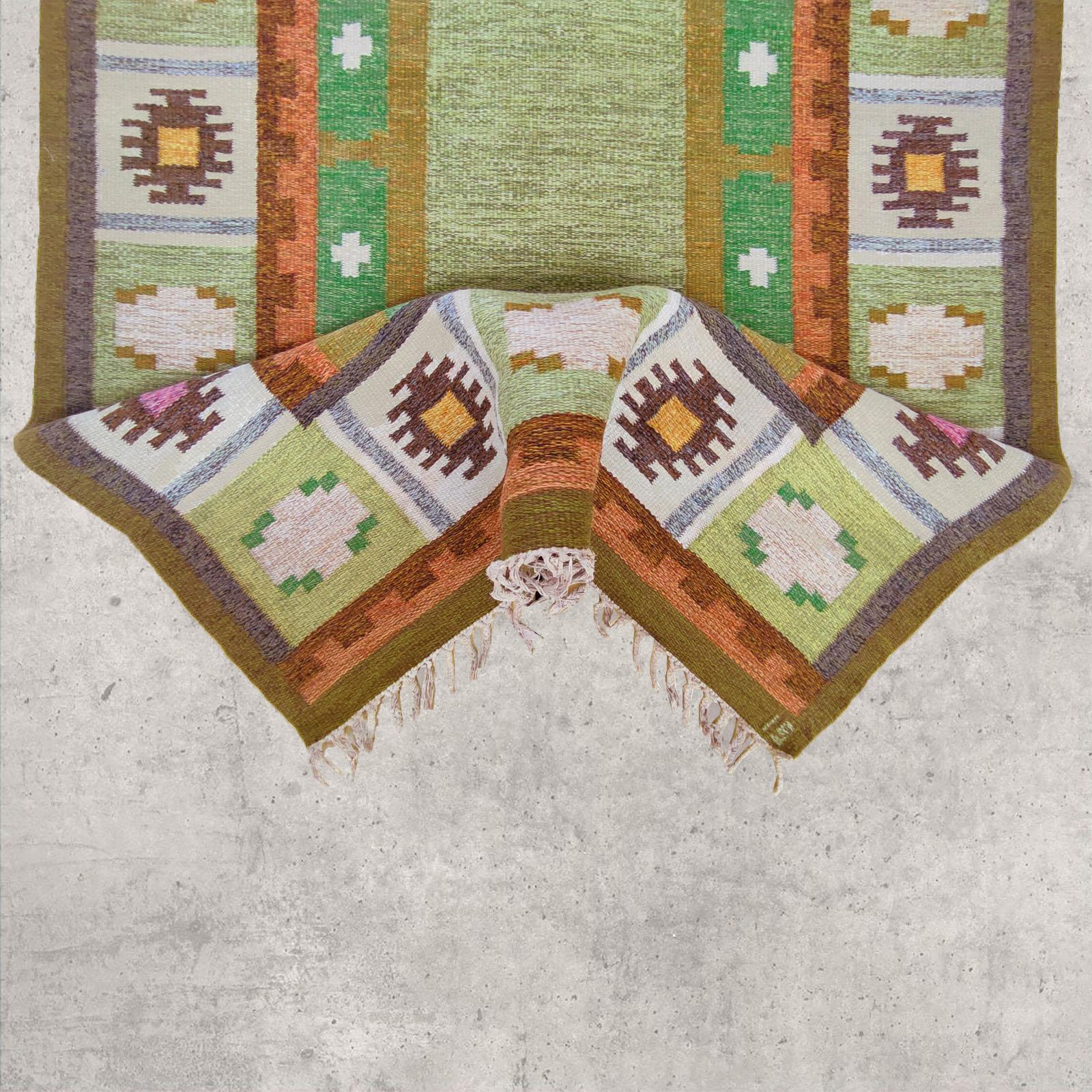 Wool Vintage Scandinavian Swedish Kilim Rug