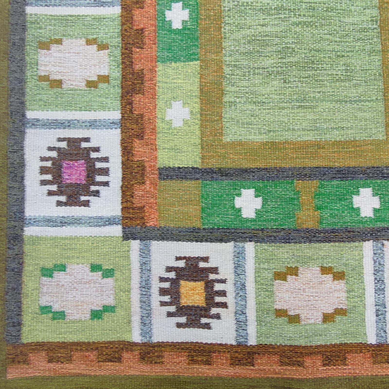 Hand-Knotted Vintage Scandinavian Swedish Kilim Rug