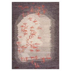 6x9 Vintage Scandinavian Rug Swedish Kilim Rug Rare Human Figures Tapestry 1950