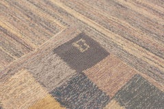 Tappeto scandinavo vintage Kilim svedese firmato Bohusslojd 6'7" x 10'