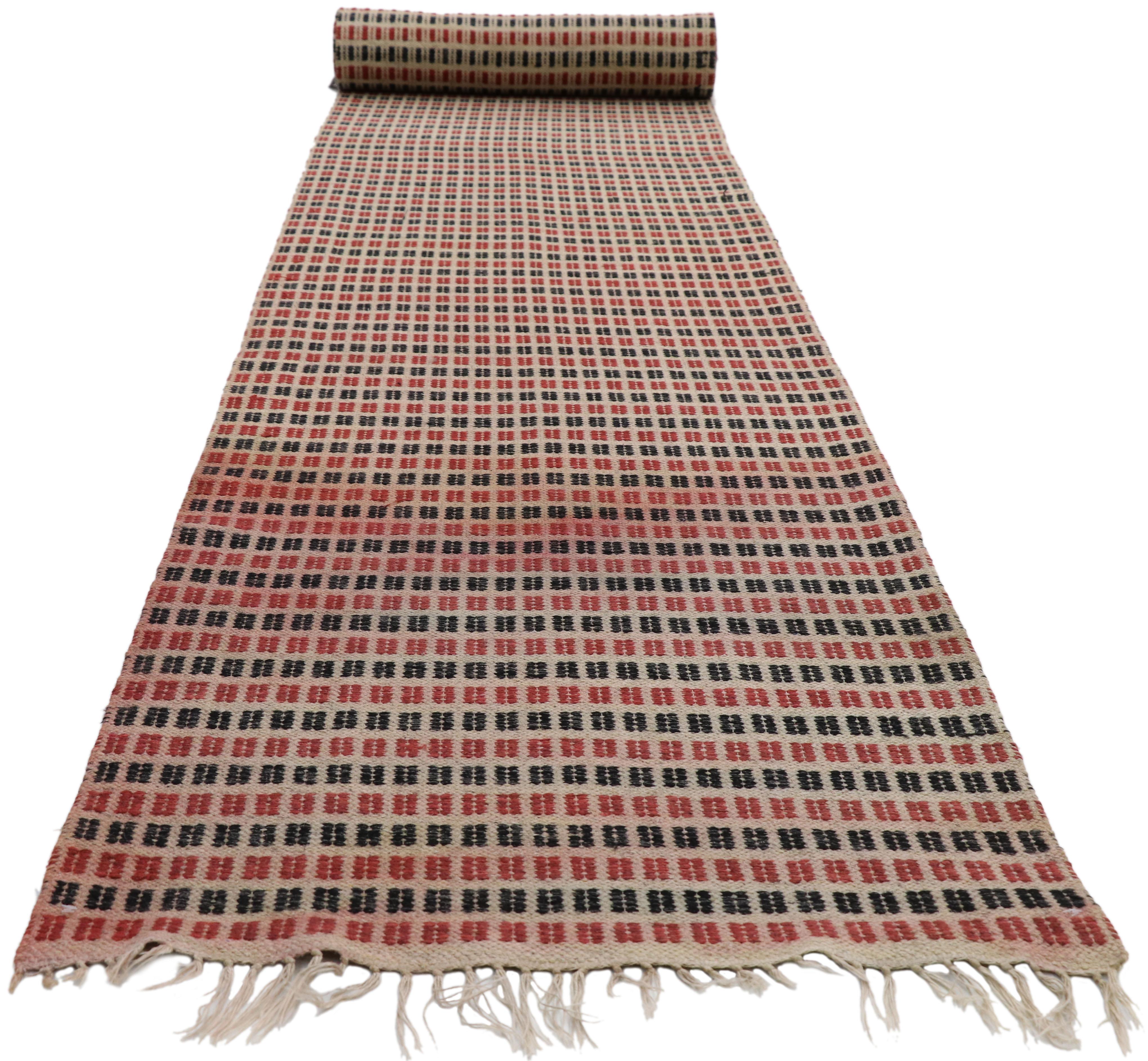Scandinavo moderno Runner lungo scandinavo svedese vintage in kilim con stile del Pacifico nord-occidentale in vendita