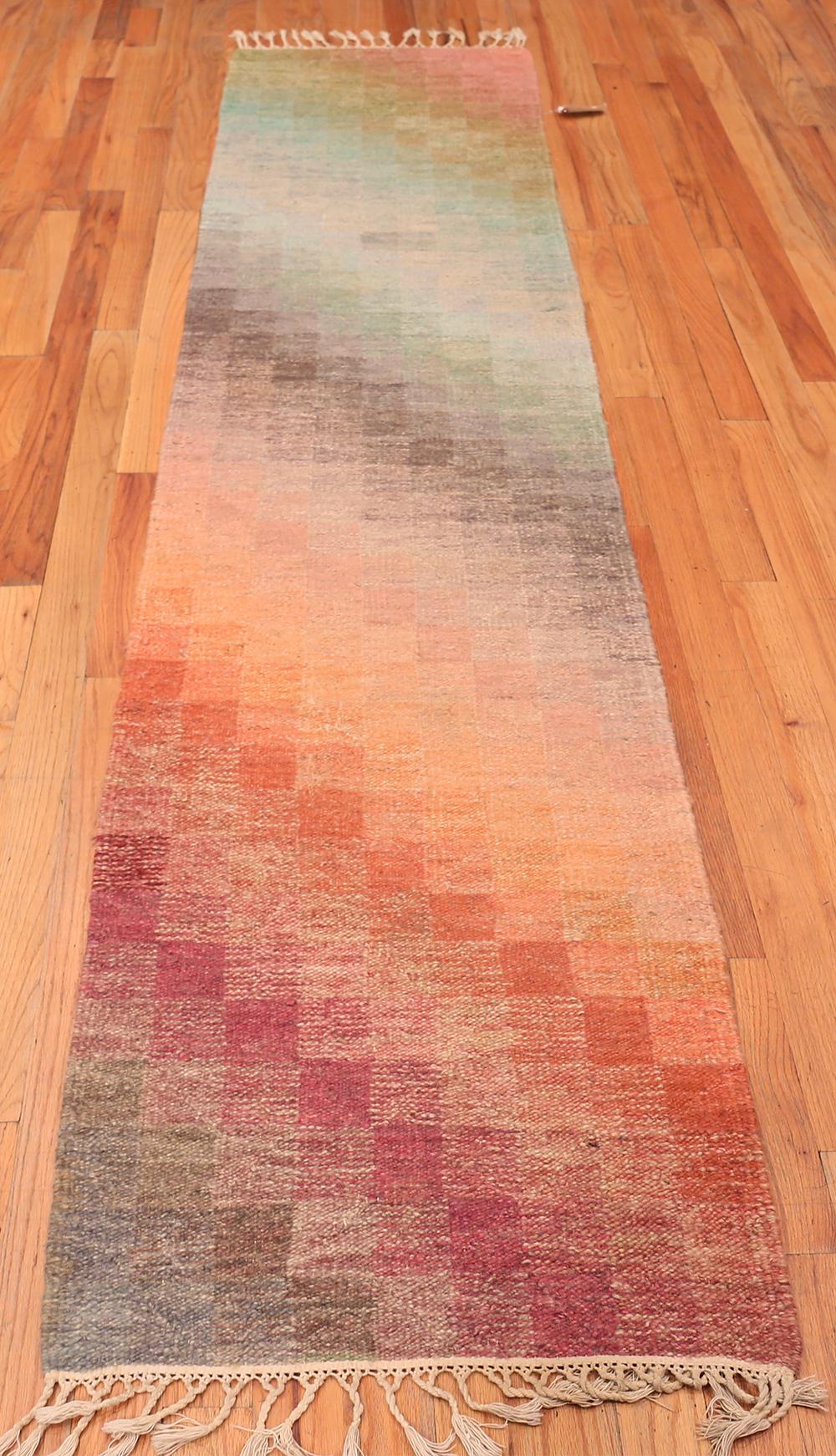 Wool Vintage Scandinavian Swedish Kilim Runner Rug. 2 ft 5 in x 10 ft 6 in